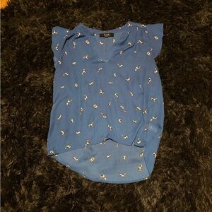 Blue Dog Patterned Women's Top